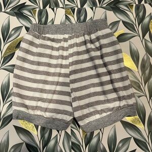 Gray and White Striped Shorts